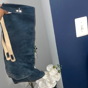 Blue Suede Shark Boots 🦈 with Silver Details NO BOX/DUSTBAGS